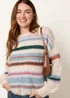 Blue Vanilla Ivory Striped Long Sleeve Jumper - Small/Medium Image 1