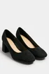 Yours Black Faux Suede Mid Block Heel Court Shoes In Extra Wide EEE Fit - 9 Extra Wide Image 2