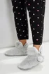 Yours Grey Pom Pom Faux Fur Boot Slippers - Size 7-8 Image 1