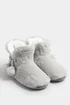 Yours Grey Pom Pom Faux Fur Boot Slippers - Size 7-8 Image 2