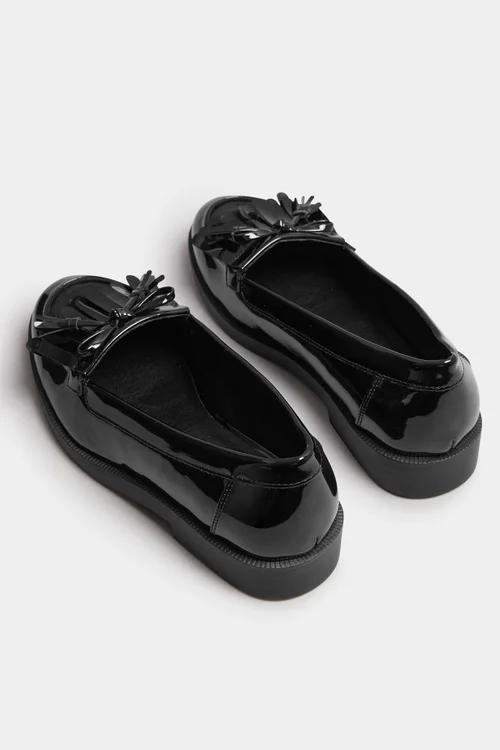 Yours Black Patent Fringe Loafers In Wide E Fit & Extra Wide EEE Fit - 5 Extra Wide Image 4