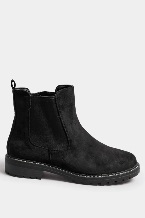 Yours Black Faux Suede Chelsea Boots In Wide E & Extra Wide EEE Fit - 6 Extra Wide Image 4