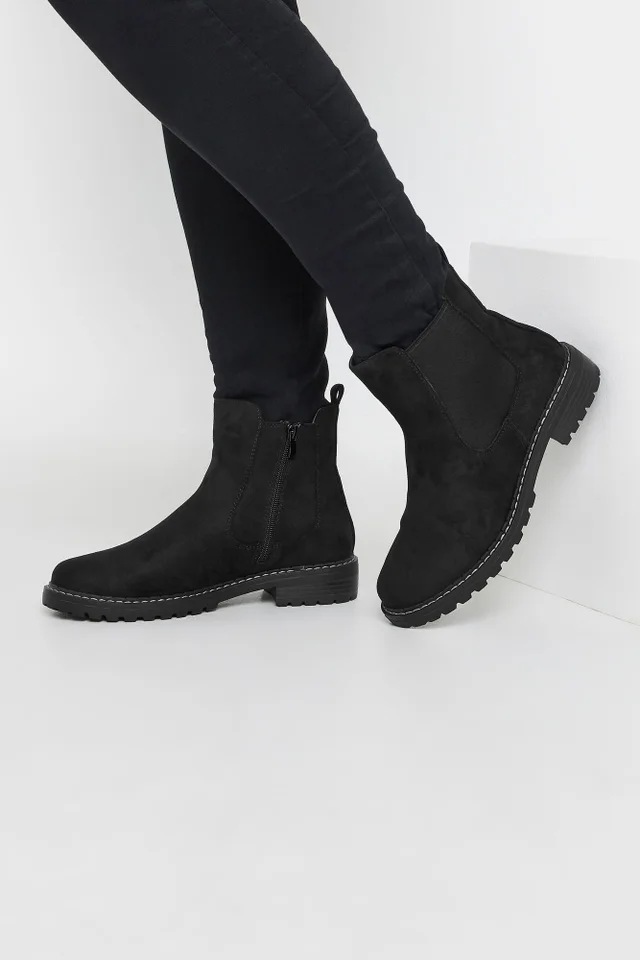Yours Black Faux Suede Chelsea Boots In Wide E & Extra Wide EEE Fit