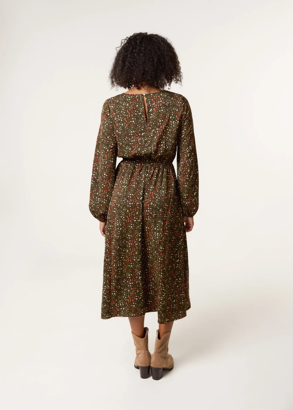 Blue Vanilla Khaki Animal Print Midi Dress - S Image 4