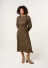 Blue Vanilla Khaki Animal Print Midi Dress - S Image 3