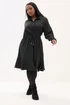 Yours Curve Black Textured Stripe Shirt Dress - 20 Image 2