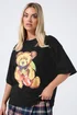 Yours Limited Curve Black Teddy Cherry Print T-Shirt - Size 18 Clothing Image 1