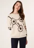 Blue Vanilla Beige Floral Embroidery Detailed Jumper - Medium/Large Image 1