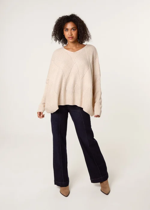 Blue Vanilla Stone Slouchy V Neck Jumper - One Size Image 3