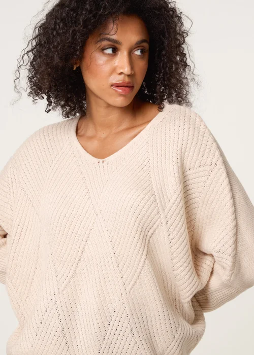 Blue Vanilla Stone Slouchy V Neck Jumper - One Size Image 4