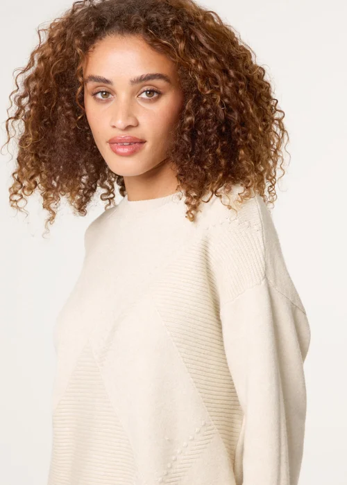 Blue Vanilla Beige Argyle Stitch Detail Jumper - Large/Extra Large Image 3