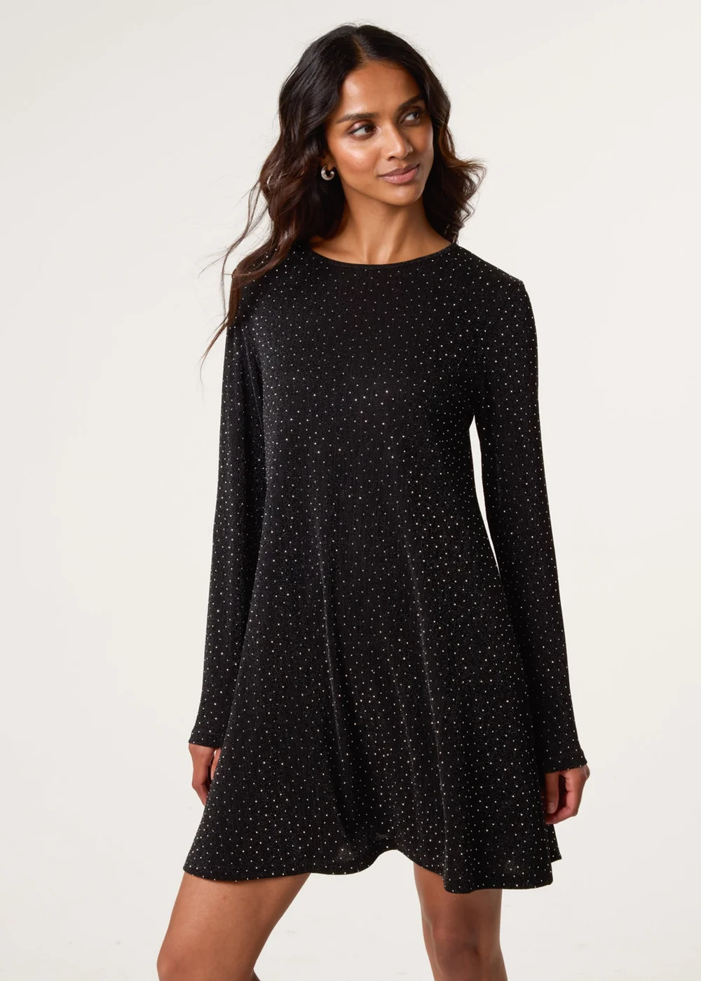 Blue Vanilla Black Shimmery Diamante Swing Dress - XL Image 1