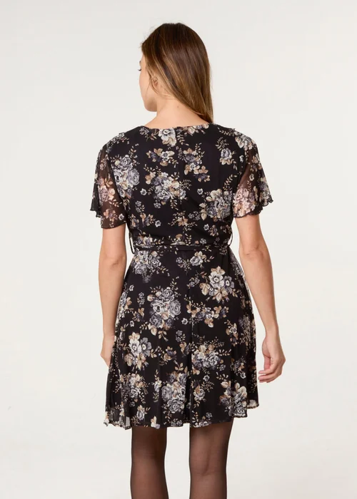 Blue Vanilla Black Frill Wrap Mini Dress - M Image 5