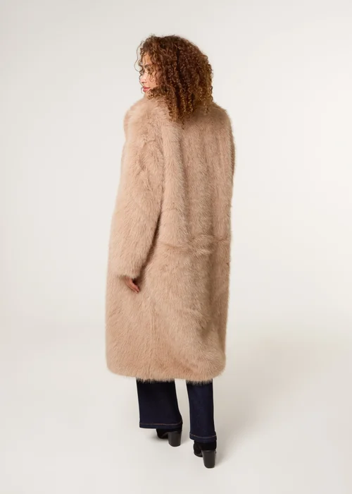 Blue Vanilla Beige Long Fluffy Coat - M Image 4