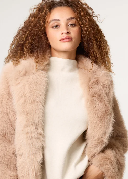 Blue Vanilla Beige Long Fluffy Coat - M Image 3