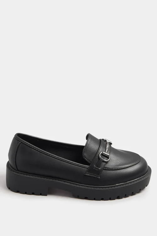 Yours Black Metal Trim Detail Loafers In Wide E & Extra Wide EEE Fit - 9 Extra Wide Image 3
