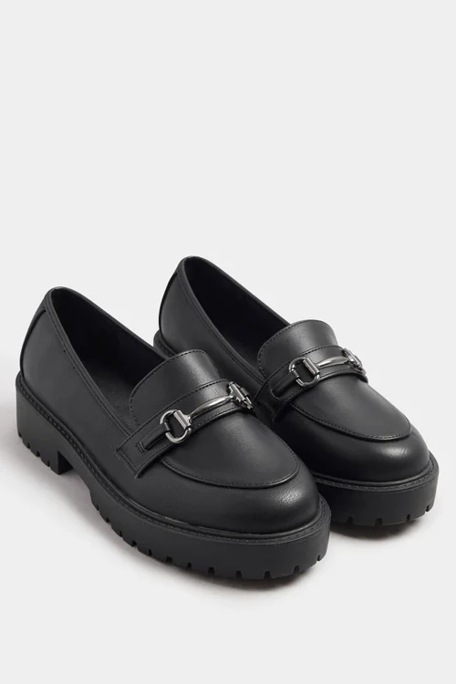 Yours Black Metal Trim Detail Loafers In Wide E & Extra Wide EEE Fit - 9 Extra Wide Image 2