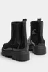 Yours Black Patent Chunky Chealsea Boots In Extra Wide EEE Fit - 7 Extra Wide Image 5