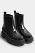 Yours Black Patent Chunky Chealsea Boots In Extra Wide EEE Fit - 7 Extra Wide Image 3