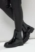 Yours Black Patent Chunky Chealsea Boots In Extra Wide EEE Fit - 7 Extra Wide Image 2