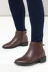 Yours Chocolate Brown Faux Leather Buckle Stretch Ankle Boots In Extra Wide EEE Fit - 5 Extra Wide Image 1