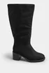 Yours Black Faux Suede Block Heel Knee High Boots In Extra Wide EEE Fit - 8 Extra Wide Image 4