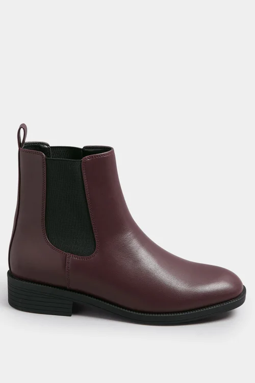 Yours Burgundy Red Faux Leather Chelsea Ankle Boots In Wide E Fit & Extra Wide EEE Fit - 6 Extra Wide Image 3