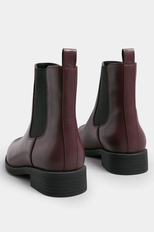 Yours Burgundy Red Faux Leather Chelsea Ankle Boots In Wide E Fit & Extra Wide EEE Fit - 6 Extra Wide Image 4