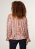 Blue Vanilla Beige Bardot Puff Ball Blouse - Large Image 4