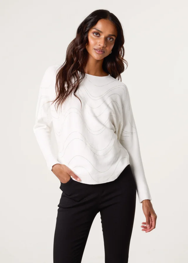 Blue Vanilla Ivory Rhinestone Jumper