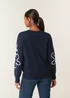 Blue Vanilla Navy Floral Pattern Sweater - Medium Image 4