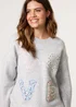 Blue Vanilla Grey Embroidered Love Design Jumper - Small/Medium Image 2