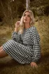 Yours Curve Black Check Textured Smock Dress - 14 Image 2
