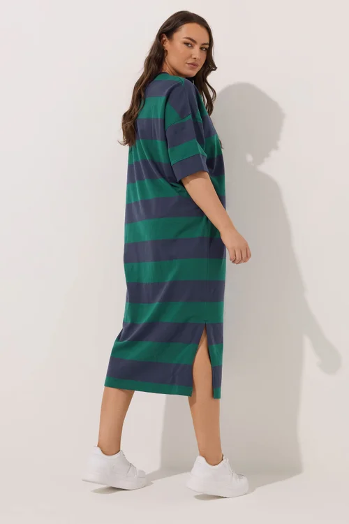 Yours Curve Green Stripe Heavyweight Throw On Dress - 18 Image 4