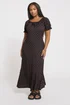 Yours Curve Black Ditsy Textured Milkmaid Dress - 22-24 Image 2