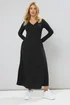 Yours Curve Black Ribbed Henley Maxi Dress - 20 Image 1