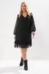 Yours Curve Black Dobby Smock Dress - 26-28 Image 3