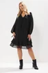 Yours Curve Black Dobby Smock Dress - 26-28 Image 2
