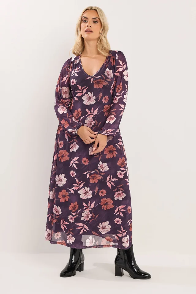 Yours Curve Purple Floral Maxi Dress