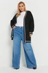Yours Curve Black Contrast Knitted Cardigan - Size 26-28 Clothing Image 2