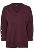 Yours Curve Purple Button V-Neck Jumper - Size 14-16 Image 5