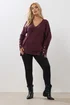 Yours Curve Purple Button V-Neck Jumper - Size 14-16 Image 2