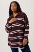 Yours Curve Red Stripe Quarter Zip Jumper - Size 22-24 Image 1