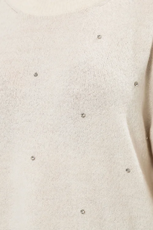 Yours Curve Ivory White Embellished Front Jumper - Size 34-36 clothing Image 4