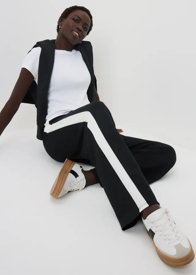 Black Side Stripe Wide Leg Trousers