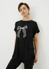 Black Bow Longline T-Shirt - Small Image 1