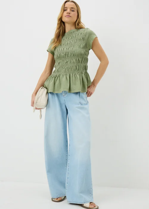 Green Acid Wash Shirred Top - Size 8 Image 2