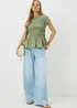 Green Acid Wash Shirred Top - Size 8 Image 2