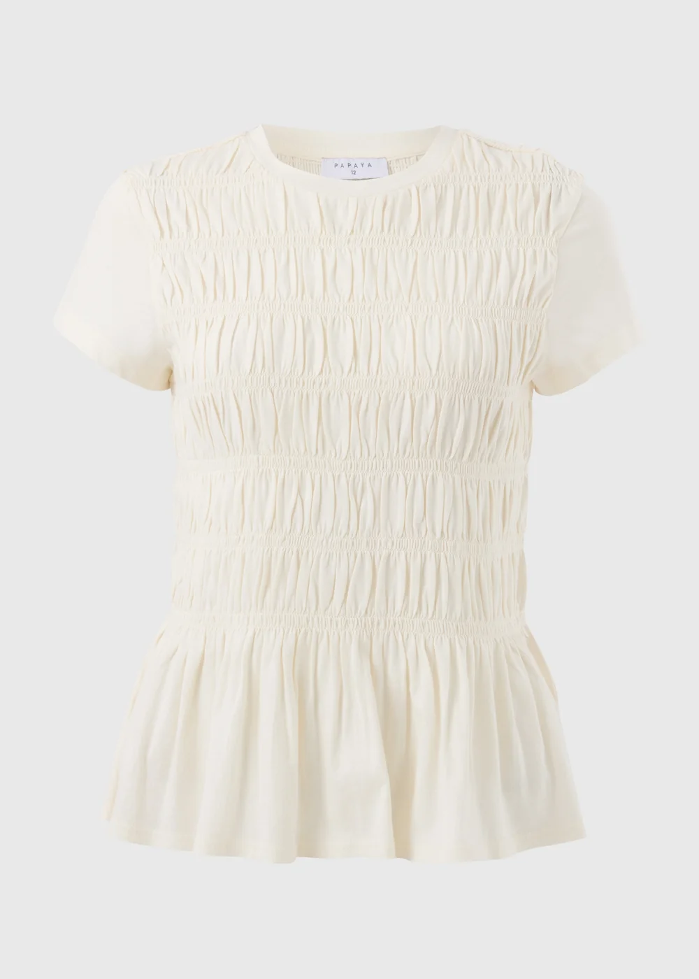 Nude Shirred Short Sleeve Top - Size 8 Image 4