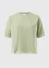 Sage Green Embroidered Boxy T-Shirt - Small Image 4
